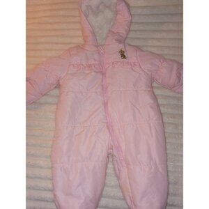 Child of Mines Baby Girl Snowsuit Size 3-6 Months Pink Cat Design One-piece